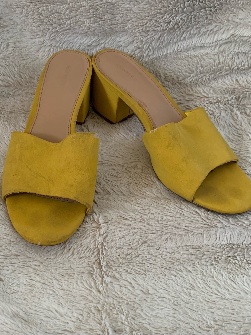 Women’s Yellow Block Heel Slide Sandals